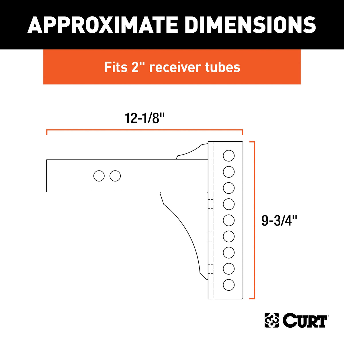 CURT 45910 Replacement Shank for Adjustable Trailer Hitch Ball Mount #45900 or #45907, Fits 2-Inch Receiver