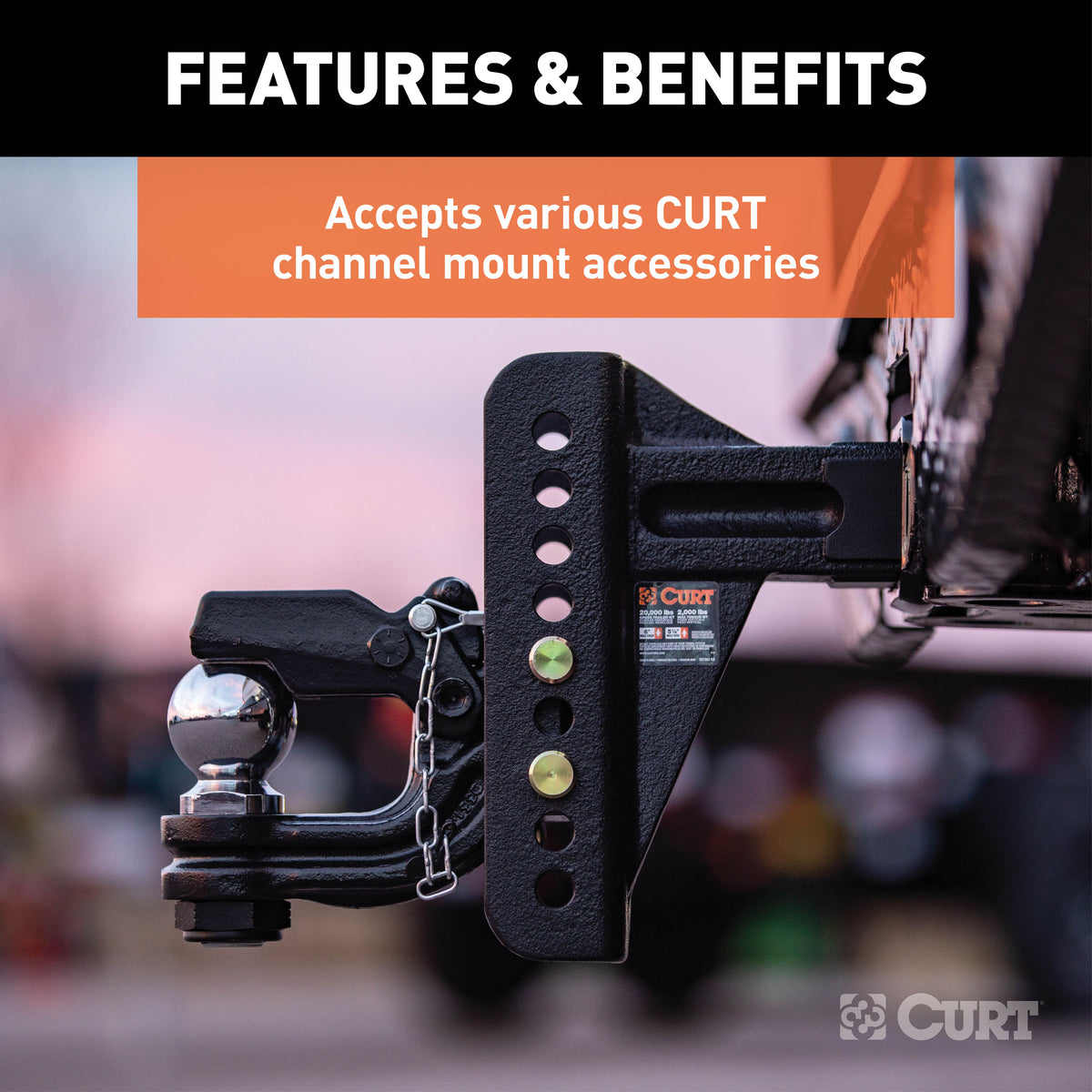CURT 45910 Replacement Shank for Adjustable Trailer Hitch Ball Mount #45900 or #45907, Fits 2-Inch Receiver
