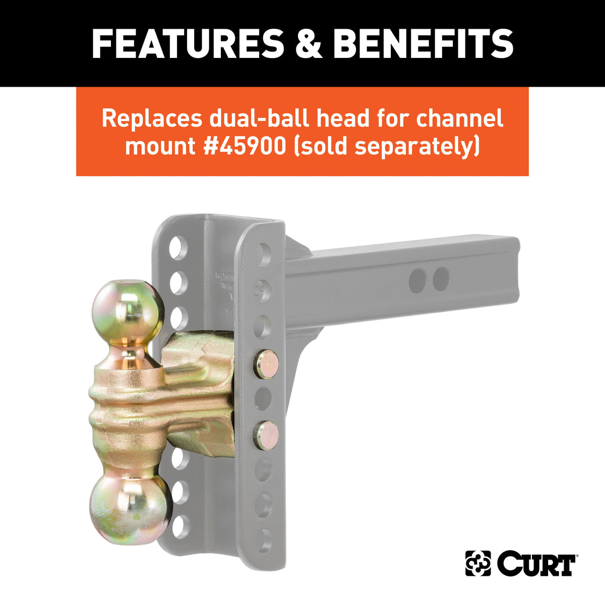 CURT 45912 Replacement Dual-Ball for Adjustable Trailer Hitch Ball Mount #45900 or #45926