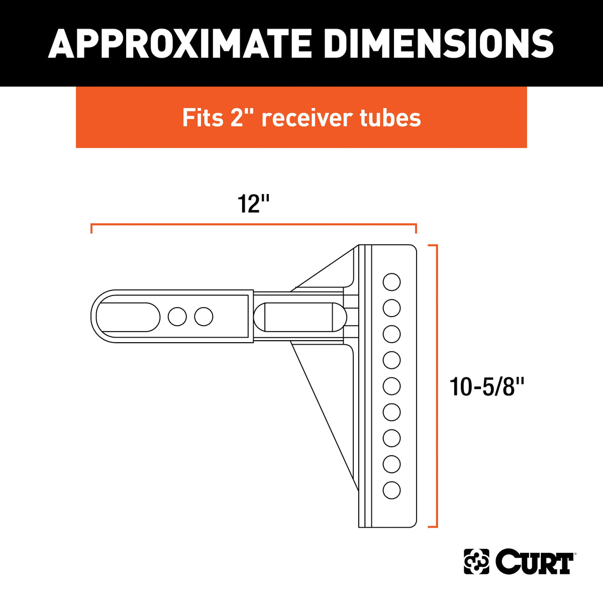 CURT 45917 Replacement Shank for Adjustable Trailer Hitch Ball Mount #45902 or #45908, Fits 2-1/2-Inch Receiver