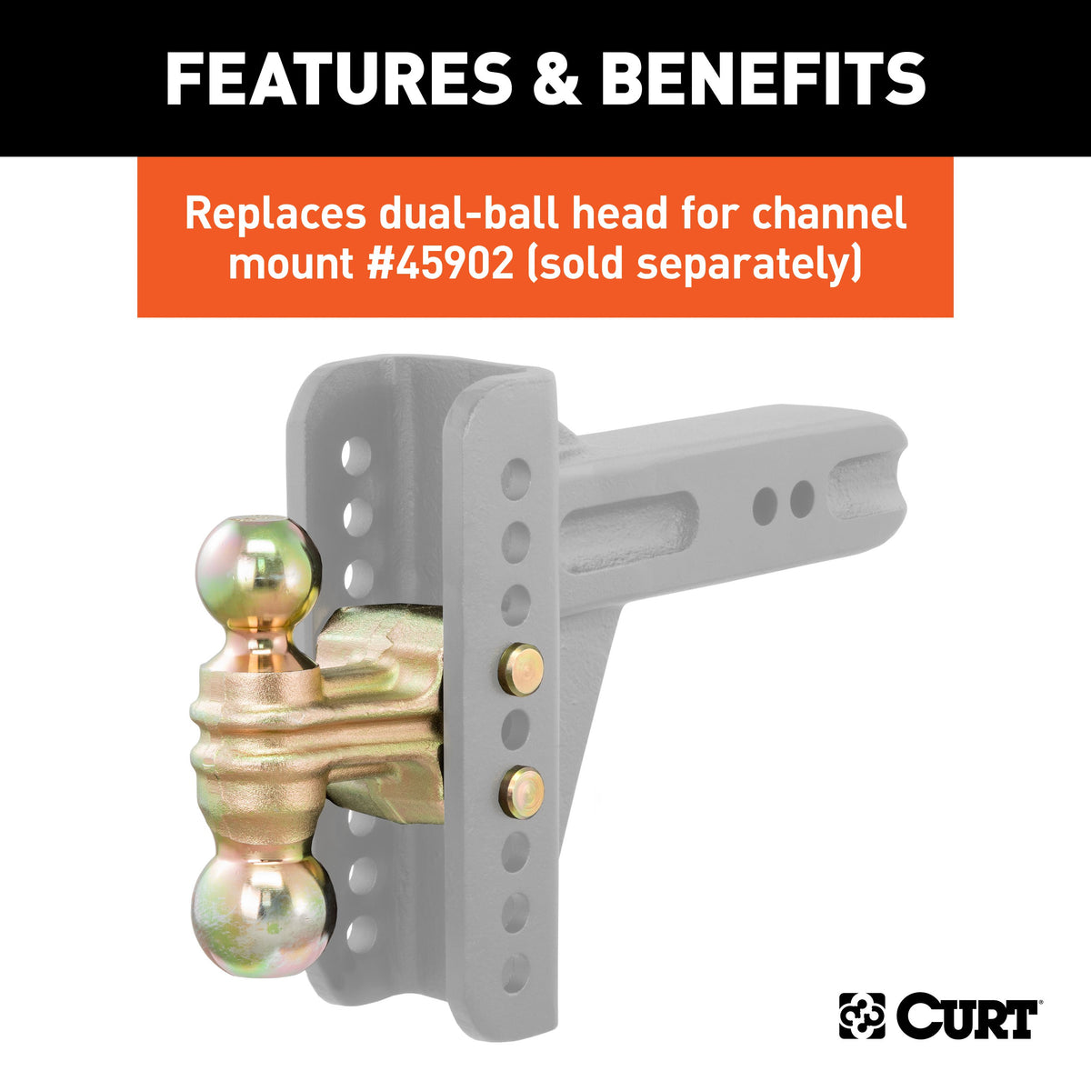 CURT 45923 Replacement Dual-Ball for Adjustable Trailer Hitch Ball Mount #45902 or #45927