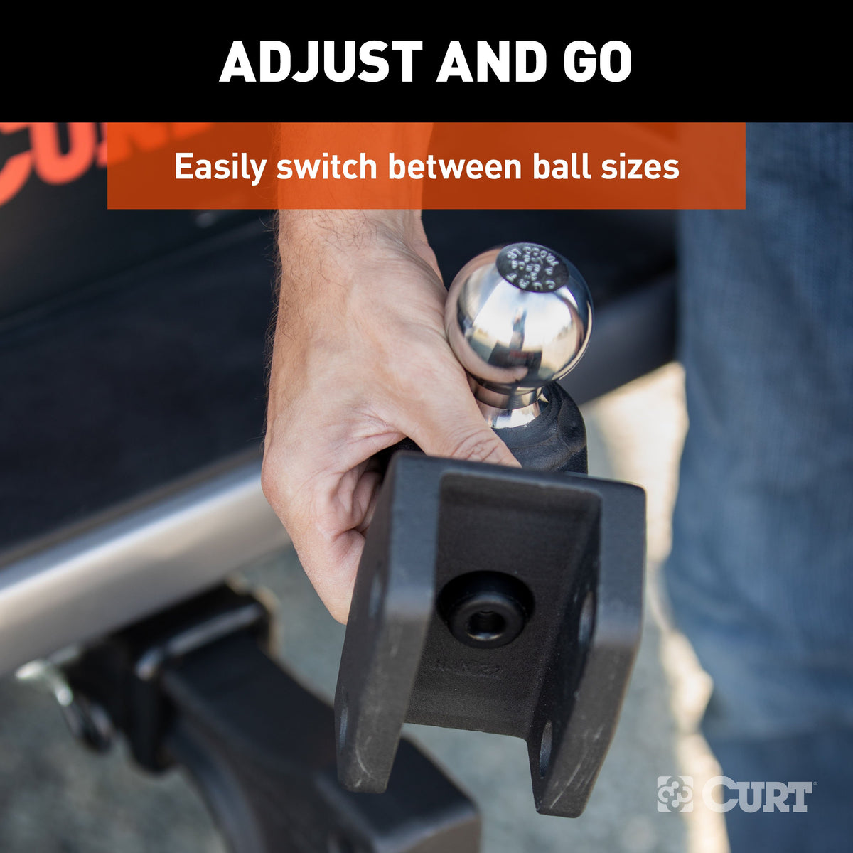 CURT 45933 Dual Ball Attachment for Weight Distribution Shank, 2 and 2-5/16-Inch, Up to 15,000 lbs