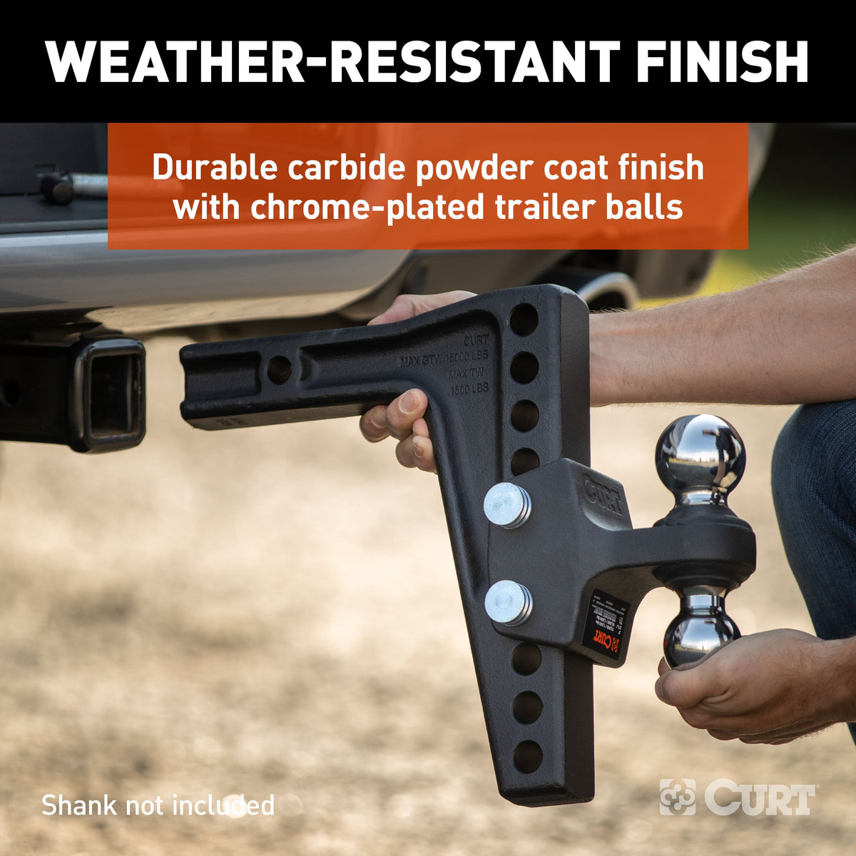 CURT 45933 Dual Ball Attachment for Weight Distribution Shank, 2 and 2-5/16-Inch, Up to 15,000 lbs