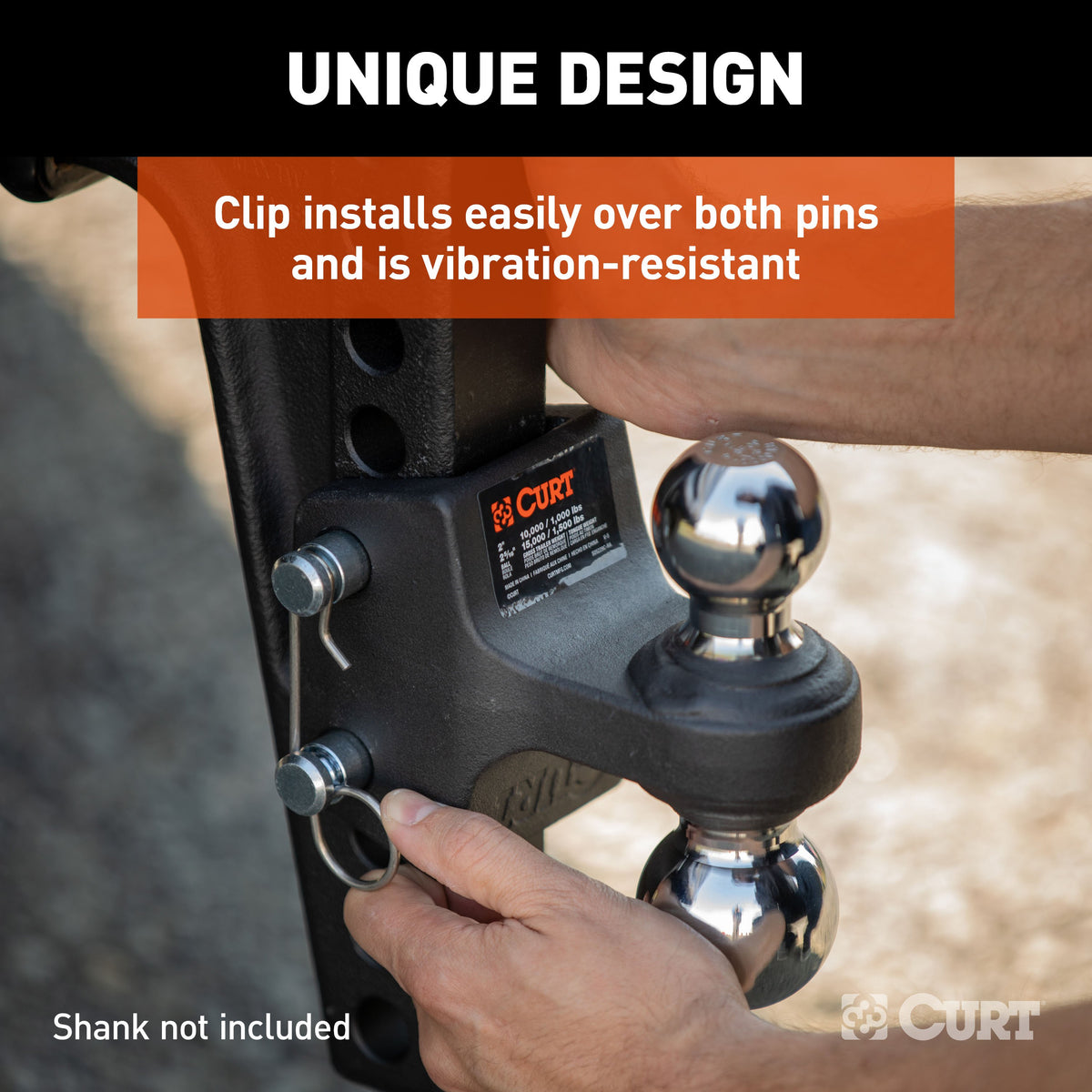 CURT 45933 Dual Ball Attachment for Weight Distribution Shank, 2 and 2-5/16-Inch, Up to 15,000 lbs