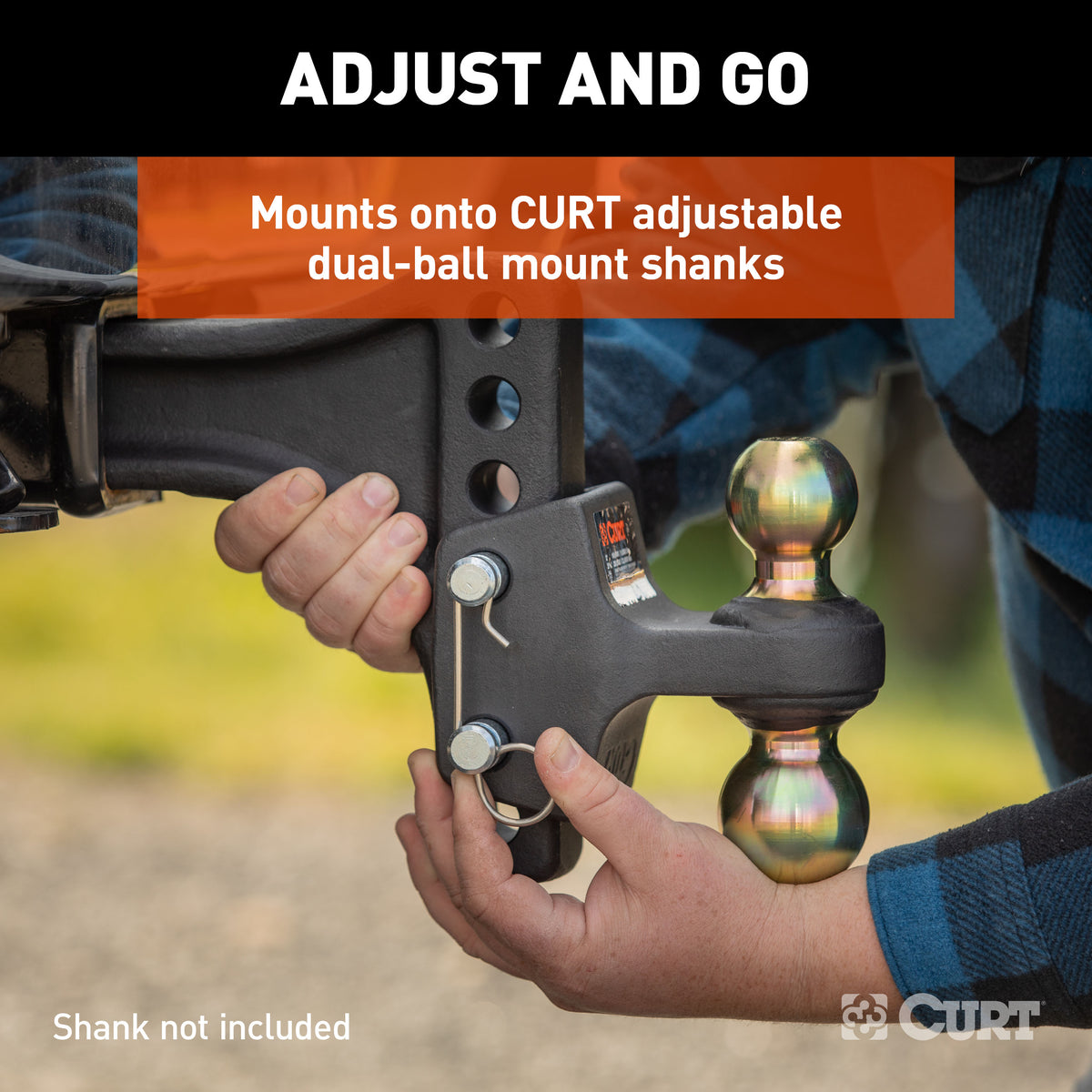 CURT 45934 HD Dual Ball Attachment for Weight Distribution Shank, 2 and 2-5/16-Inch, Up to 20,000 lbs