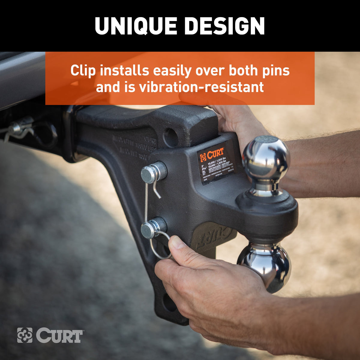 CURT 45935 Adjustable Trailer Hitch Ball Mount with Dual Ball, 2" Shank, Up to 15,000 lbs