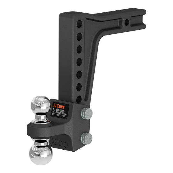CURT 45936 Deep-Drop Adjustable Trailer Hitch Ball Mount with Dual Ball, 2" Shank, Up to 15,000 lbs