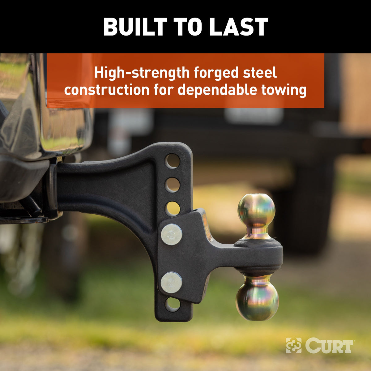 CURT 45937 HD Adjustable Hitch Ball Mount with Dual Ball, 2-1/2" Shank, Up to 20,000 lbs
