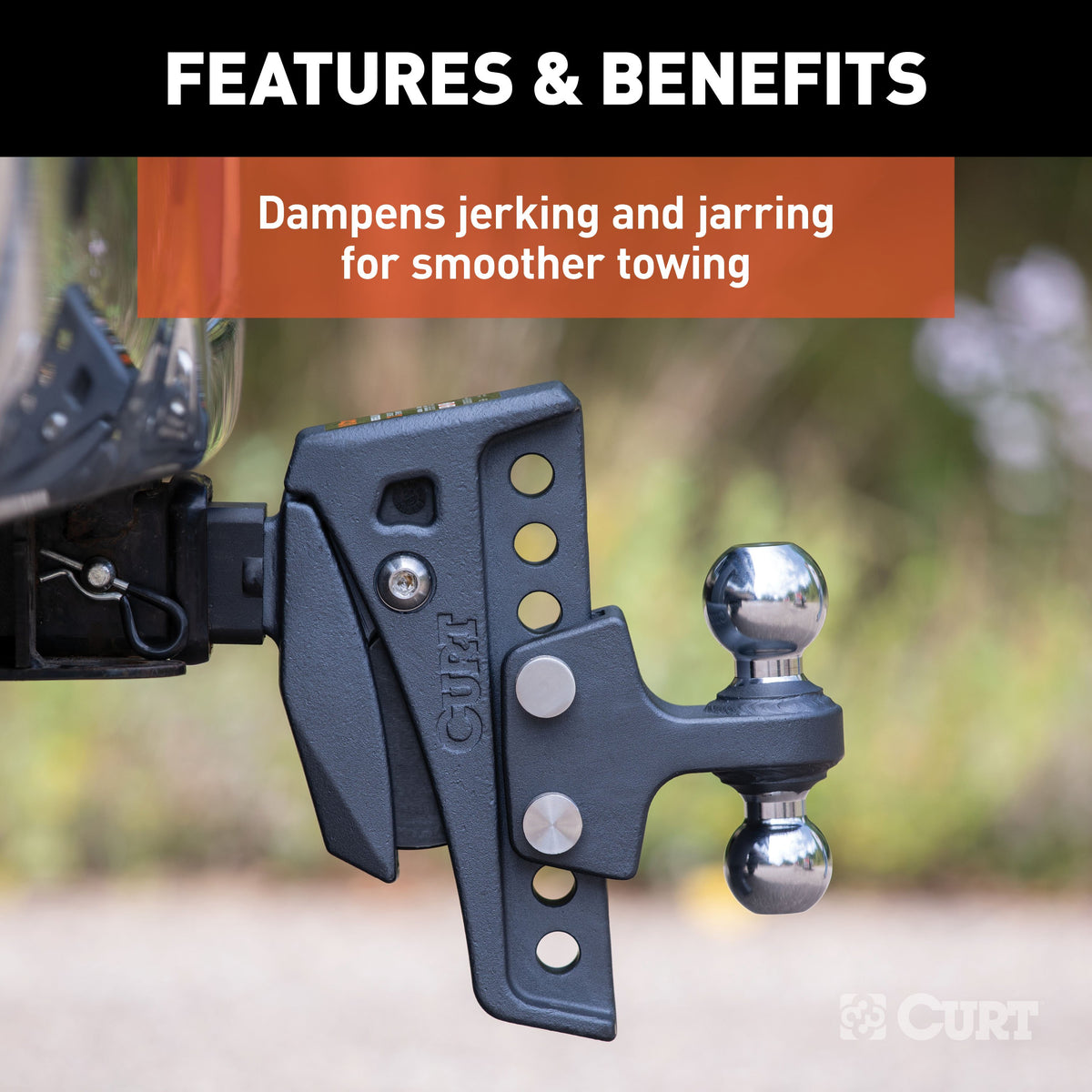 CURT 45951 Rebellion XD Adjustable Cushion Hitch Ball Mount, 2-Inch Receiver, 15,000 lbs., 6-Inch Drop
