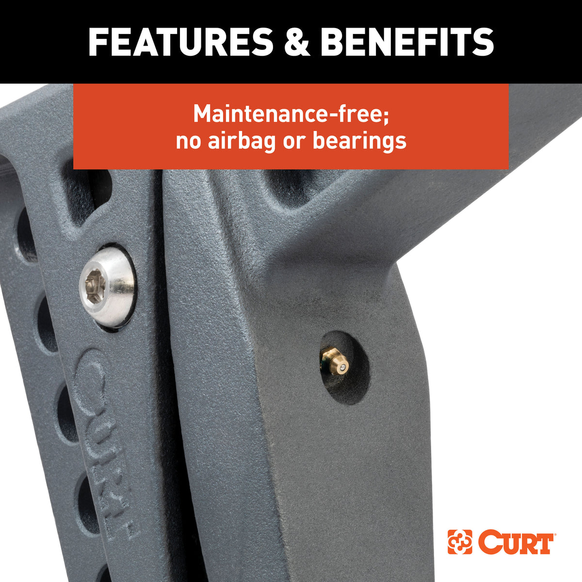 CURT 45951 Rebellion XD Adjustable Cushion Hitch Ball Mount, 2-Inch Receiver, 15,000 lbs., 6-Inch Drop