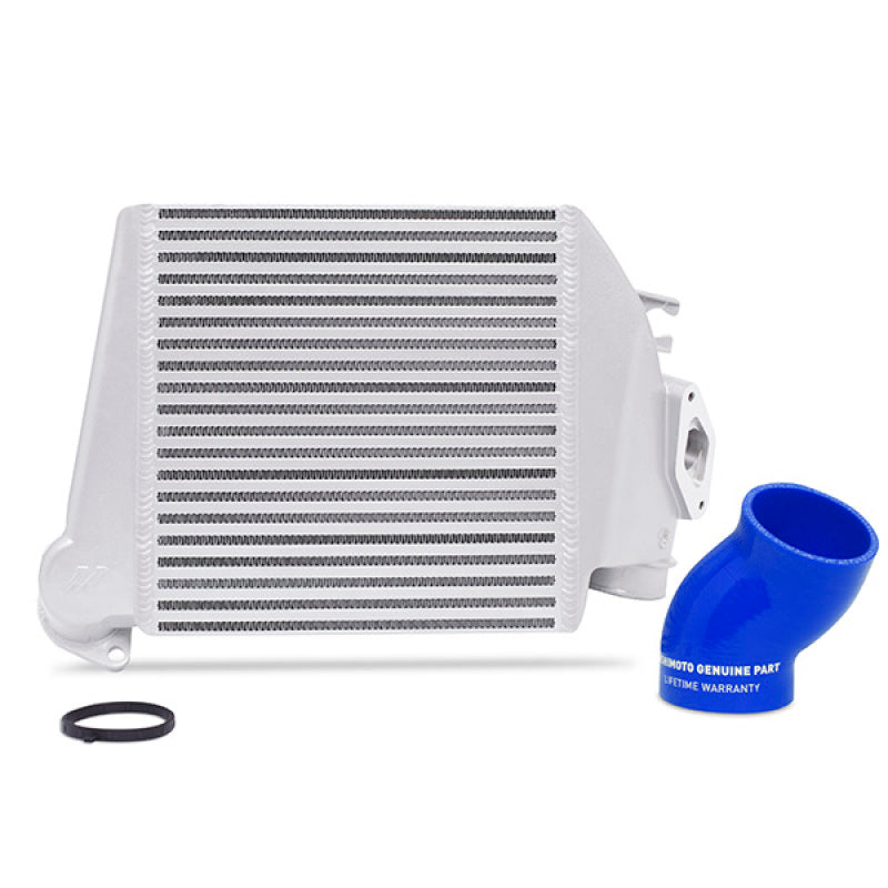 Mishimoto 08-14 Subaru WRX Top-Mount Intercooler Kit - Powder Coated Silver &amp; Blue Hoses - MMTMIC-WRX-08SLBL