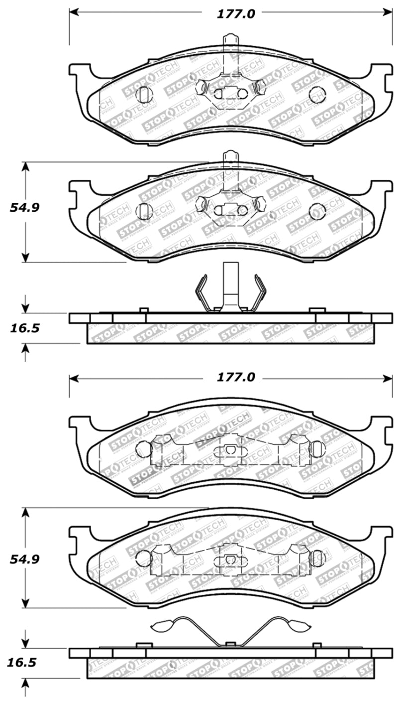 StopTech Sport Brake Pads w/Shims and Hardware - Rear - 309.04770