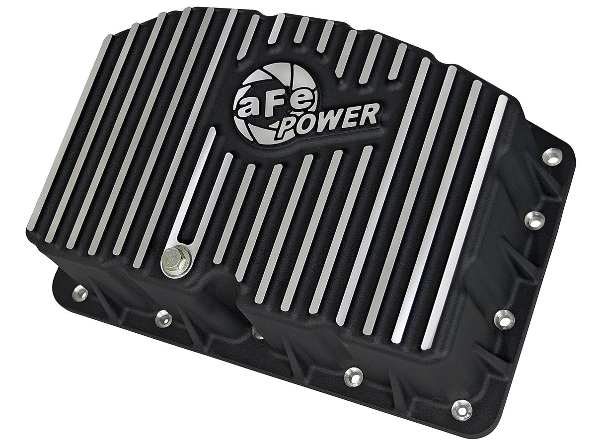 AFE Pro Series Engine Oil Pan Black w/Machined Fins; 11-16 Ford Powerstroke V8-6.7L (td) - 46-70322