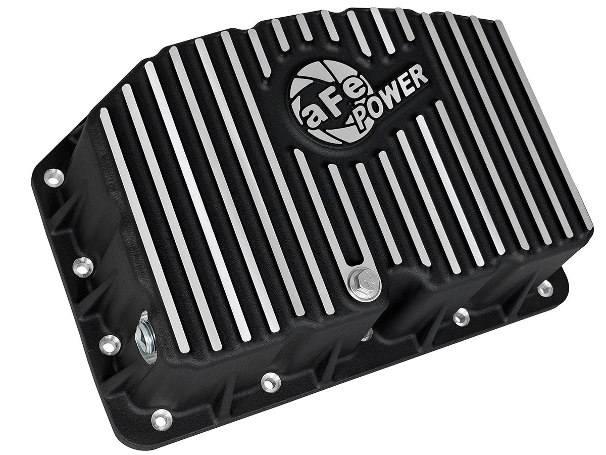 AFE Pro Series Engine Oil Pan Black w/Machined Fins; 11-16 Ford Powerstroke V8-6.7L (td) - 46-70322