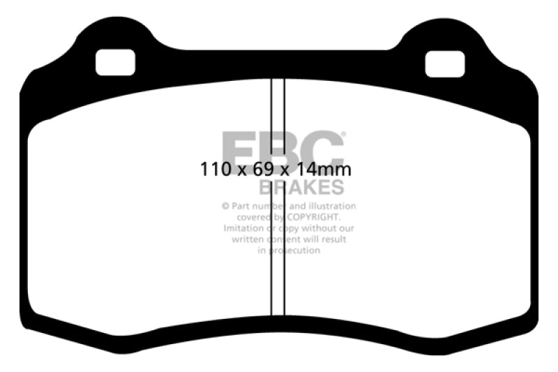 EBC 96-00 Lotus Esprit Turbo 2.0 Turbo GT3 Yellowstuff Rear Brake Pads - DP41140R for 1995-2008 Jaguar XJR - angle view