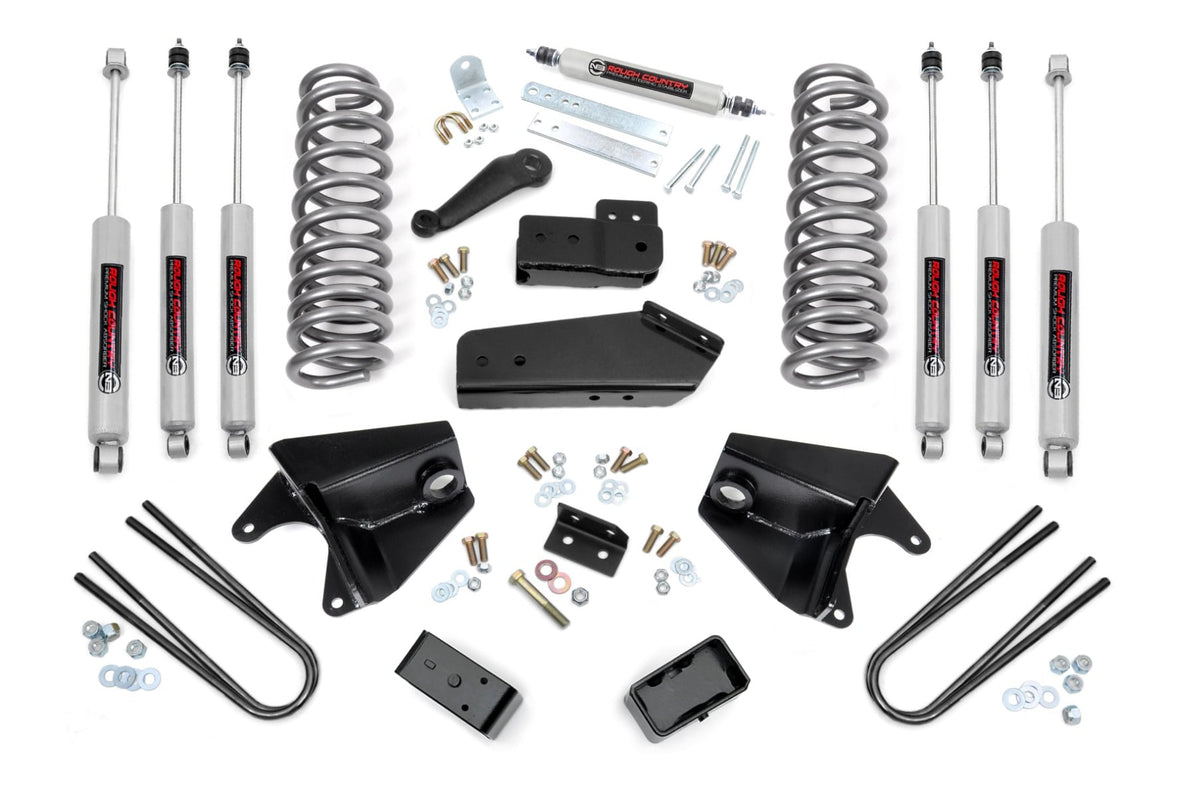Rough Country - 4 Inch Lift Kit - Quad Front Shocks - Rear Blocks - Ford Bronco 4WD (80-96) - 465B33