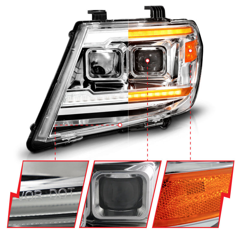 ANZO 09-20 Nissan Frontier Chrome Projector Plank Style DRL w/ Switchback &amp; Sequential LED DRL - 111598