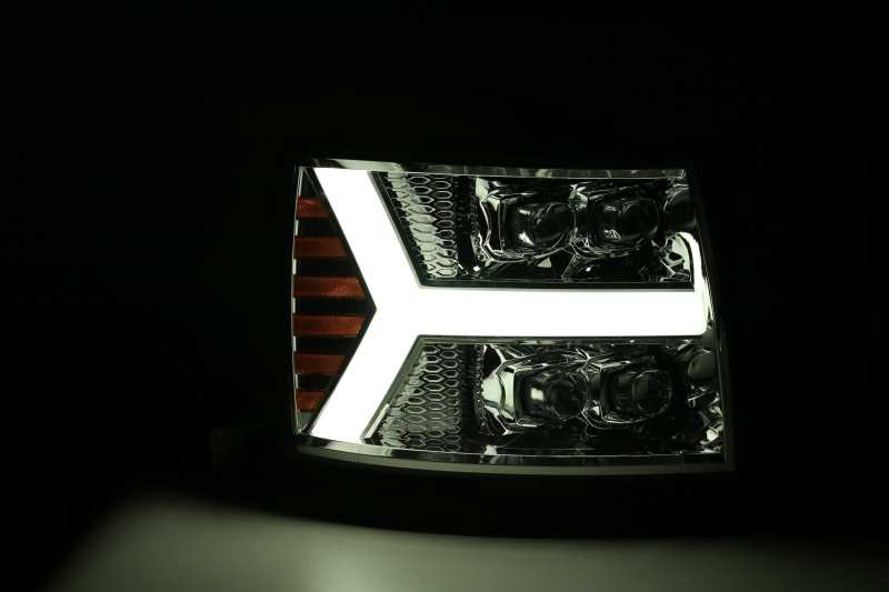 AlphaRex 07-13 Chevy 1500HD NOVA LED Proj Headlights Plank Style Chrm w/Activ Light/Seq Signal - 880207