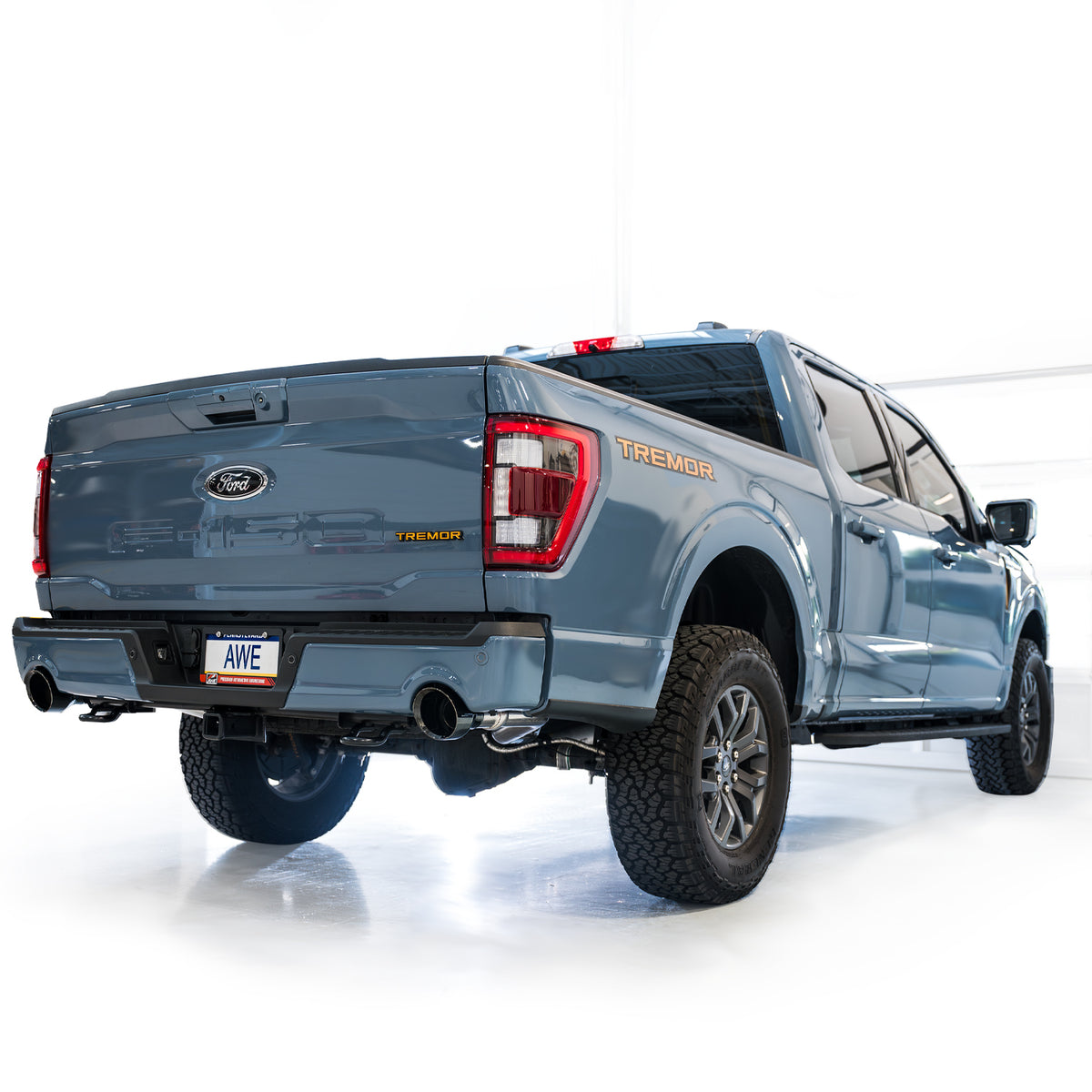 AWE Tuning 2021+ Ford F-150 Tremor (w/ Bumper Cutouts) 0FG Non-Resonated Catback -Diamond Black Tips - 3020-33402