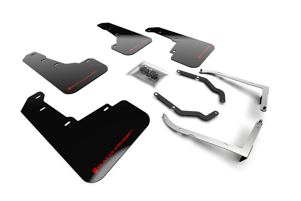 Rally Armor 18-22 Subaru Crosstrek Lift/AT Black UR Mud Flap w/ Red Logo - MF46-LTUR-BLK/RD for 2018-2023 Subaru Crosstrek - 
