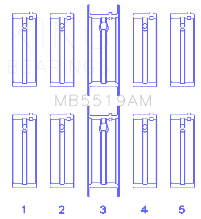 King Daewoo/Opel/Vauxhall (Size 0.25) Main Bearing Set - MB5519AM0.25