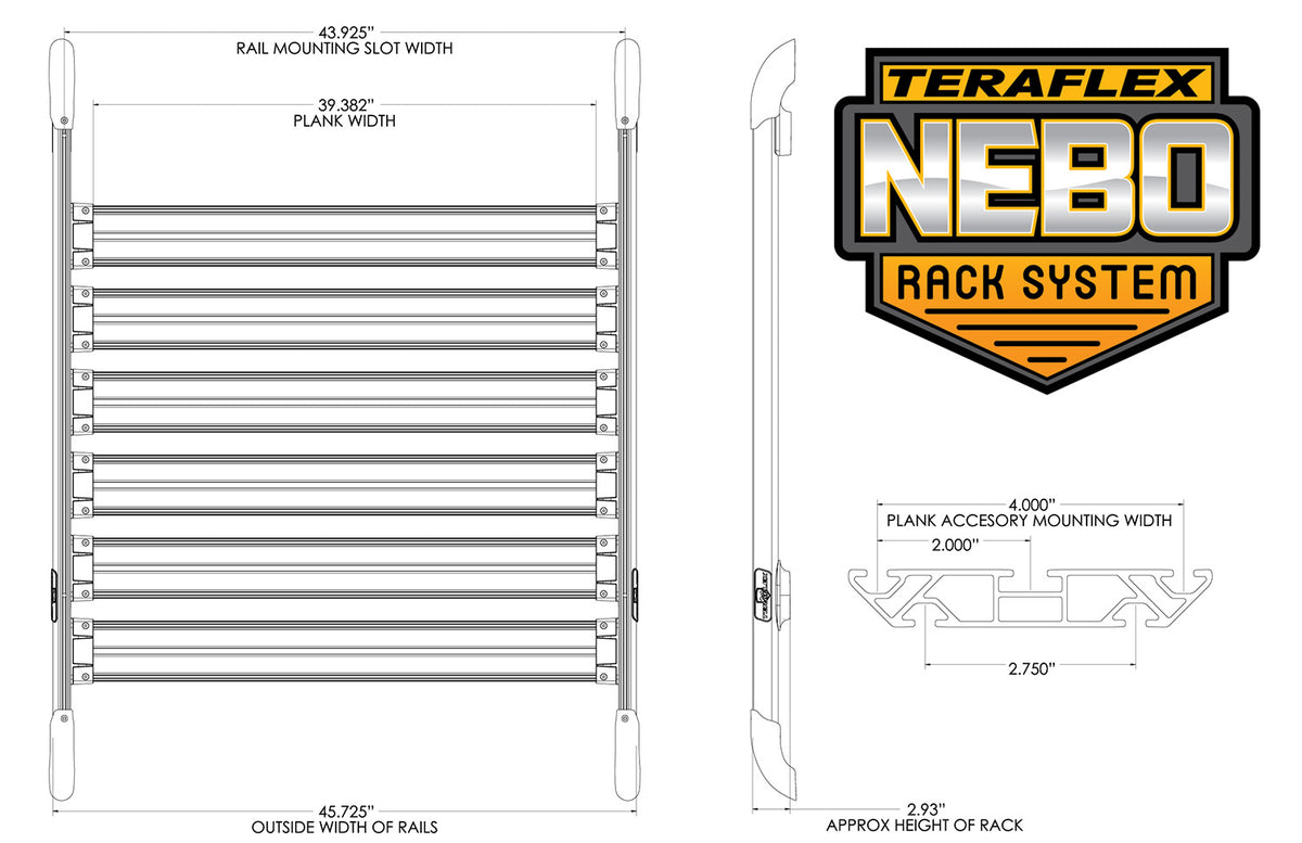 Teraflex Jk4 Nebo Roof Rack Main Rail Kit - Black