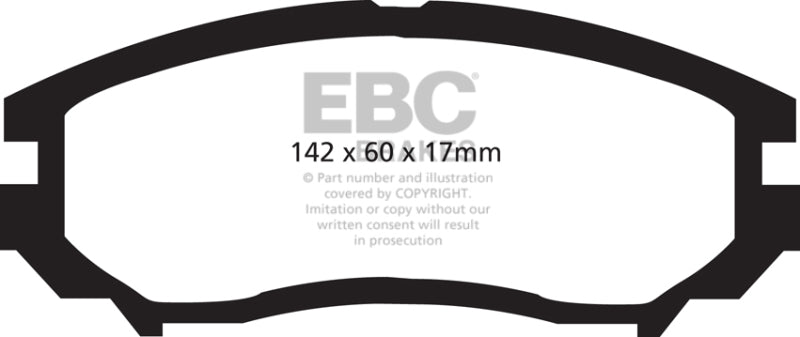 EBC 04-06 Hyundai Tiburon 2.7 6 speed Greenstuff Front Brake Pads - DP21755 for 2004-2008 Hyundai Tiburon - front view