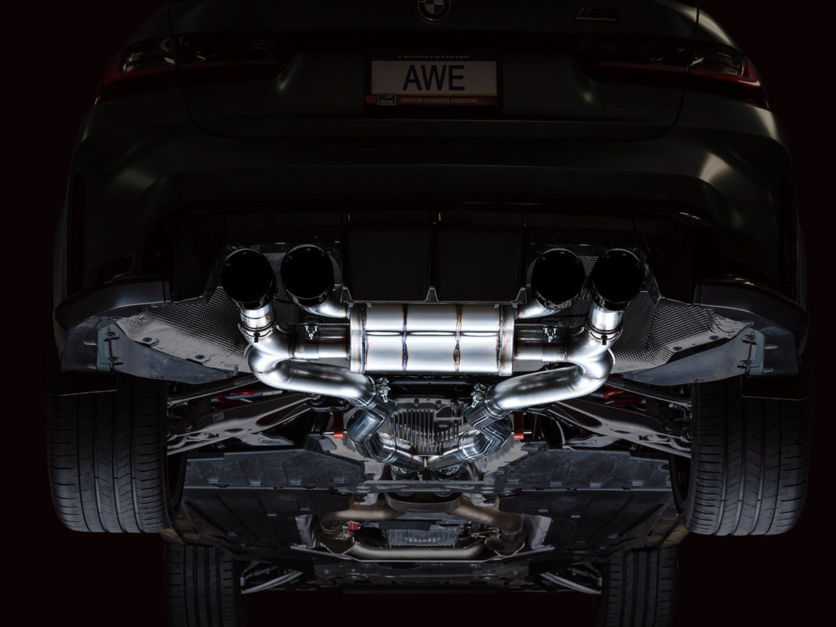 AWE SwitchPath Catback Exhaust for BMW G8X M3/M4 - Diamond Black Tips - 3025-42480