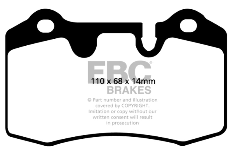 EBC 04-12 Aston Martin DB9 5.9 Redstuff Rear Brake Pads - DP31909C for 2008-2019 Maserati GranTurismo - front view