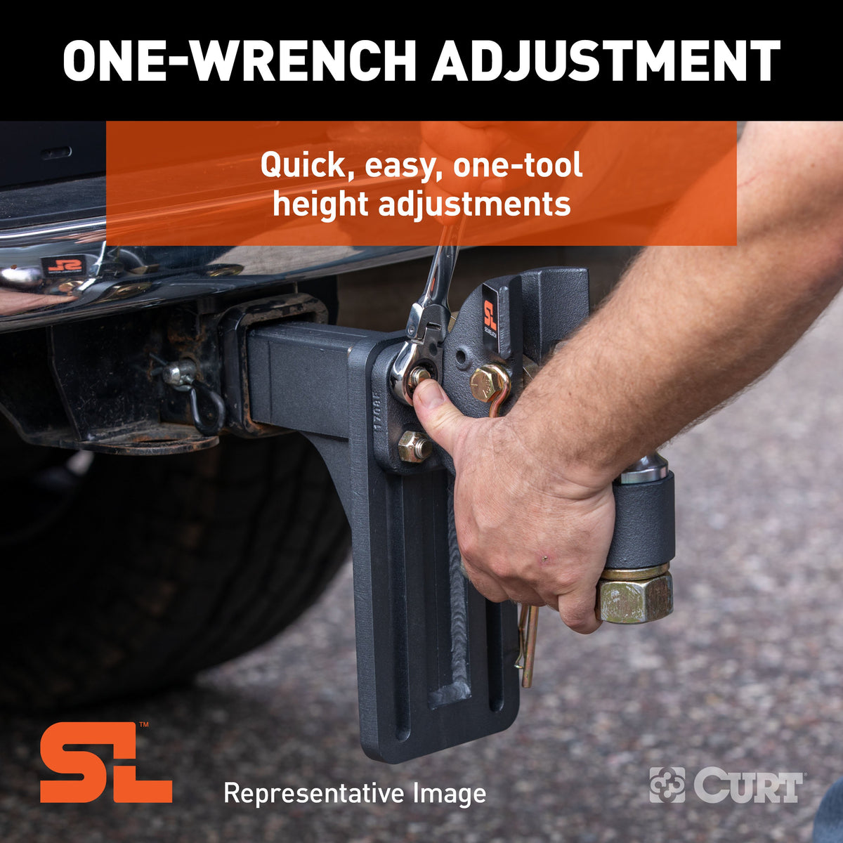 CURT 48016 SecureLatch Adjustable Pintle Mount Plate, 2-1/2-Inch Shank, 20,000 Pounds