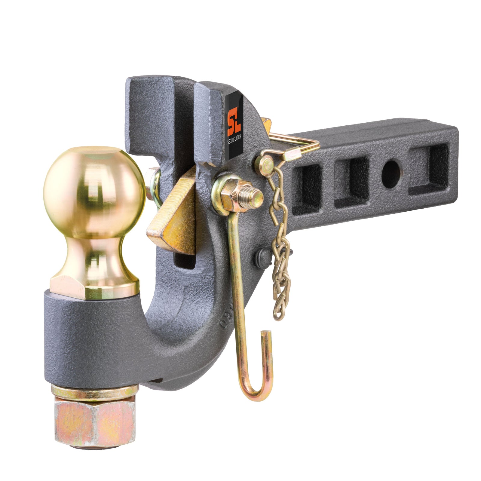 CURT 48406 SecureLatch Receiver-Mount 2-5/16-Inch Ball and Pintle Hitch Combination, 2-In Shank, 14,000 Pounds