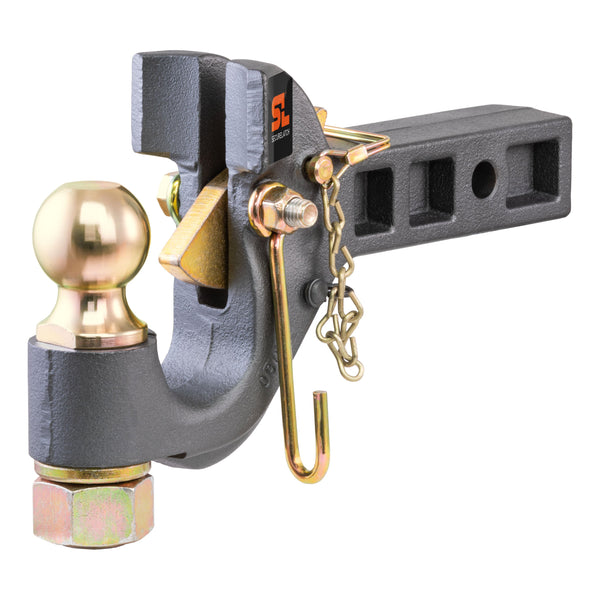 CURT 48407 SecureLatch Receiver-Mount 2-Inch Ball and Pintle Hitch Combination, 2-In Shank, 14,000 Pounds