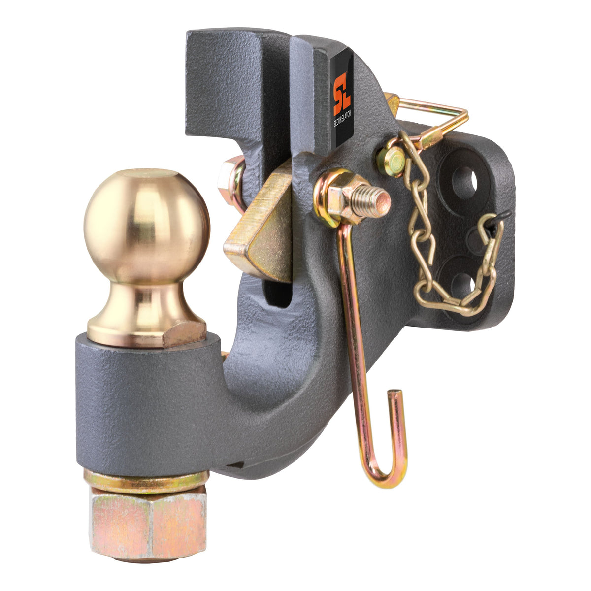 CURT 48411 SecureLatch 2-Inch Ball and Pintle Hitch Hook Combination, 20,000 Pounds, Mount Required