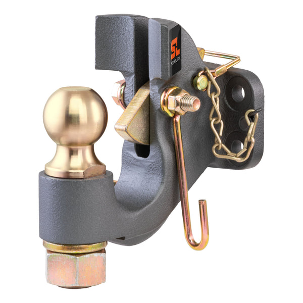 CURT 48411 SecureLatch 2-Inch Ball and Pintle Hitch Hook Combination, 20,000 Pounds, Mount Required