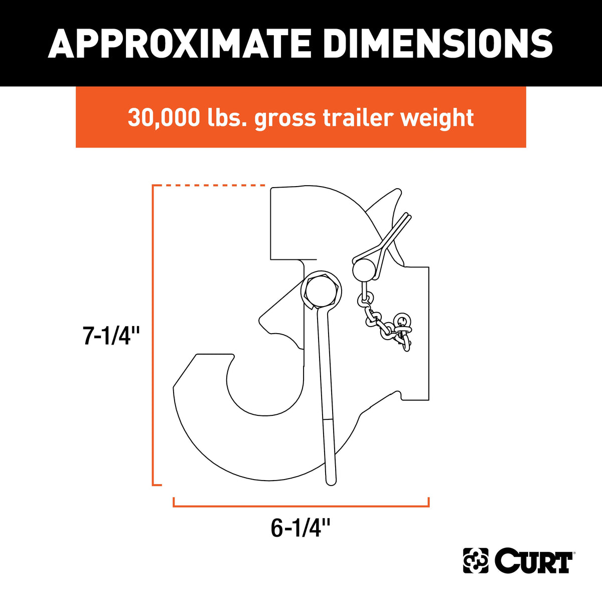 CURT 48505 SecureLatch Pintle Hook, 30,000 Pounds, Mount Required