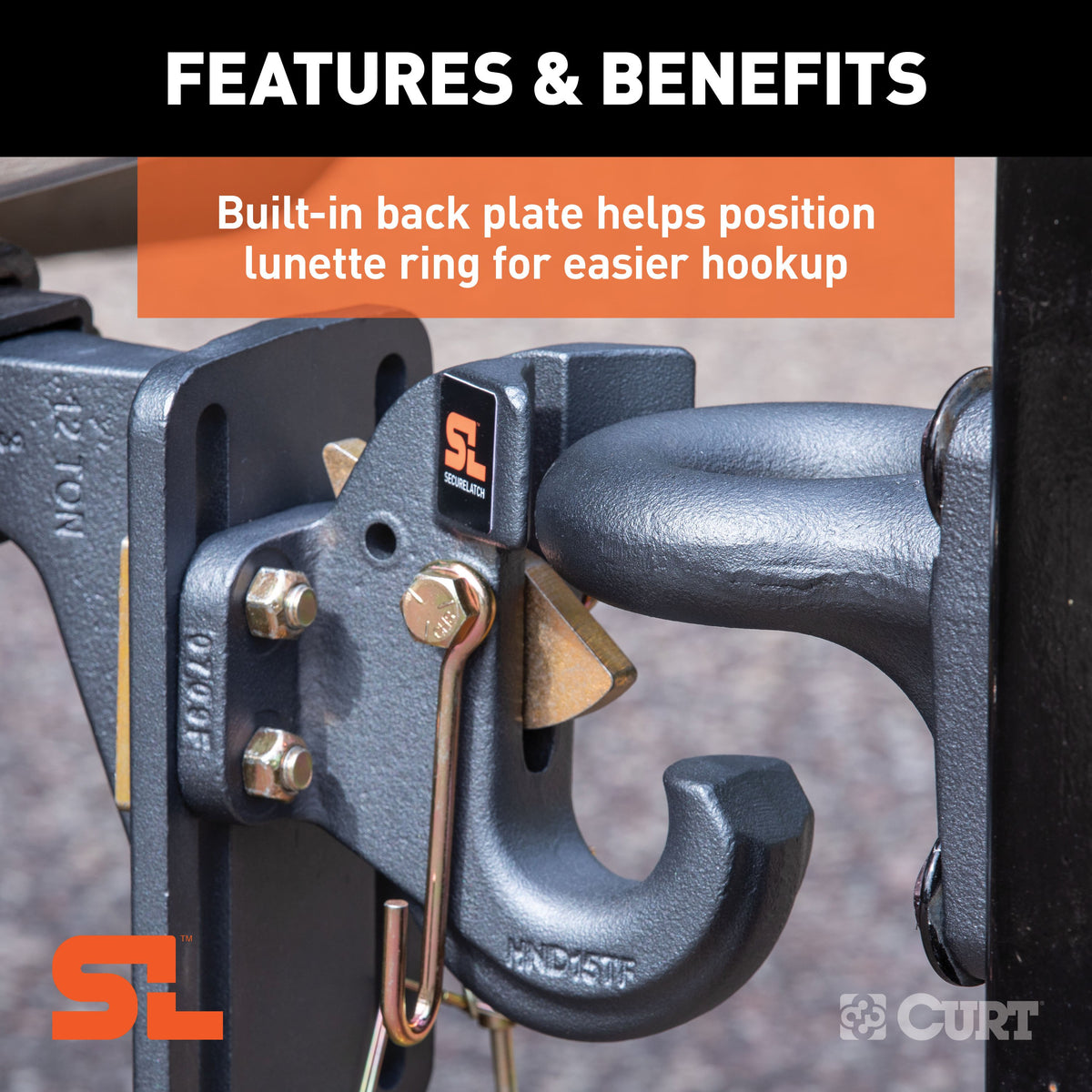 CURT 48505 SecureLatch Pintle Hook, 30,000 Pounds, Mount Required
