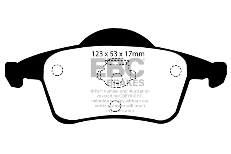 EBC 01-05 Volvo S60 2.3 Turbo T5 Greenstuff Rear Brake Pads - DP21231 for 2001-2009 Volvo S60 - front view