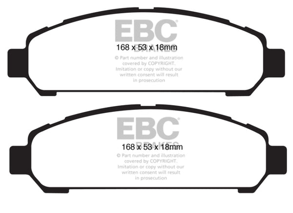 EBC 08+ Toyota Venza 2.7 Greenstuff Front Brake Pads - DP61851 for 2009-2015 Toyota Venza - front view