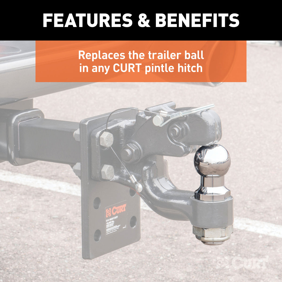 CURT 48810 Replacement 1-7/8-Inch Pintle Hitch Ball, 6,000 lbs, 1-1/4-Inch Shank Diameter