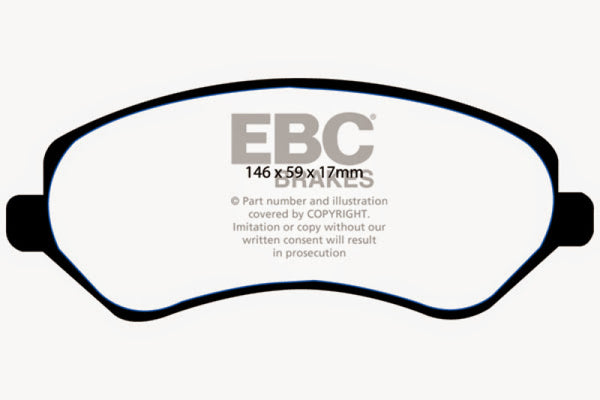 EBC 04-07 Chrysler Town & Country 3.3 Rear Drums Yellowstuff Front Brake Pads - DP41612R for 2001-2007 Dodge Caravan - angle 