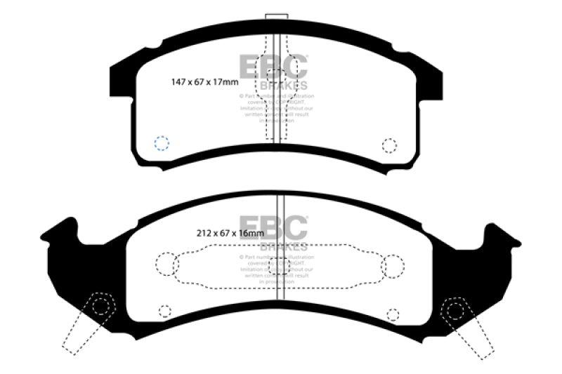 EBC 85-88 Chevrolet Camaro (3rd Gen) 2.8 (Performance Package) Ultimax2 Rear Brake Pads - UD413 for 1985-1997 Chevrolet Camar