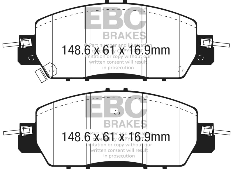 EBC 2016+ Honda Accord LX Sedan 2.4L Greenstuff Front Brake Pads - DP23062 for 2016-2017 Honda Accord - detail view