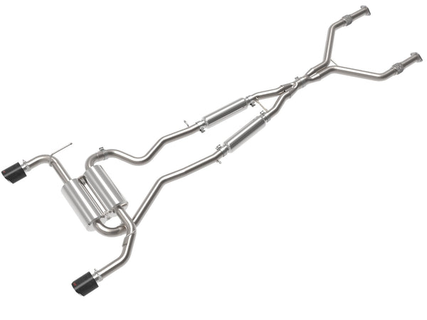 aFe 14-15 Infiniti Q50 (V37) V6 3.7L Takeda 2-1/2in SS Cat-Back Exhaust System w/ Carbon Fiber Tips - 49-36136-C