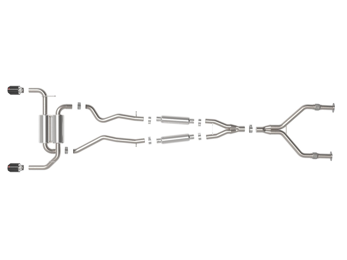 aFe 14-15 Infiniti Q50 (V37) V6 3.7L Takeda 2-1/2in SS Cat-Back Exhaust System w/ Carbon Fiber Tips - 49-36136-C