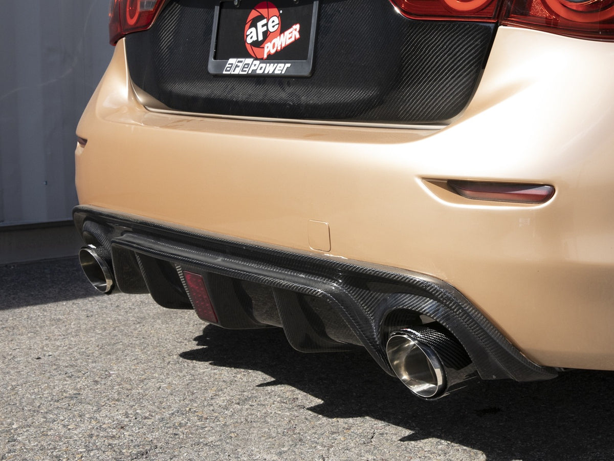 aFe 14-15 Infiniti Q50 (V37) V6 3.7L Takeda 2-1/2in SS Cat-Back Exhaust System w/ Carbon Fiber Tips - 49-36136-C