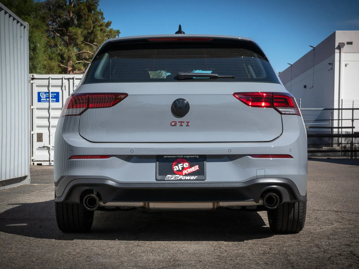 aFe Gemini XV 3in to 2 1/2in 304 SS Cat-Back Exhaust 22-23 Volkswagen GTI (MK8) 2.0L w/ Carbon Tips