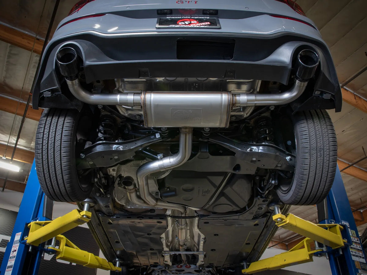aFe Gemini XV 3in to 2 1/2in 304 SS Cat-Back Exhaust 22-23 Volkswagen GTI (MK8) 2.0L w/ Carbon Tips - 49-36451-C