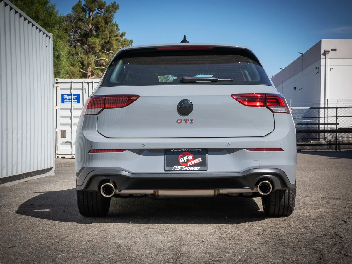 aFe Gemini XV 3in to 2 1/2in 304 SS Cat-Back Exhaust 22-23 Volkswagen GTI (MK8) 2.0L w/Polished Tips