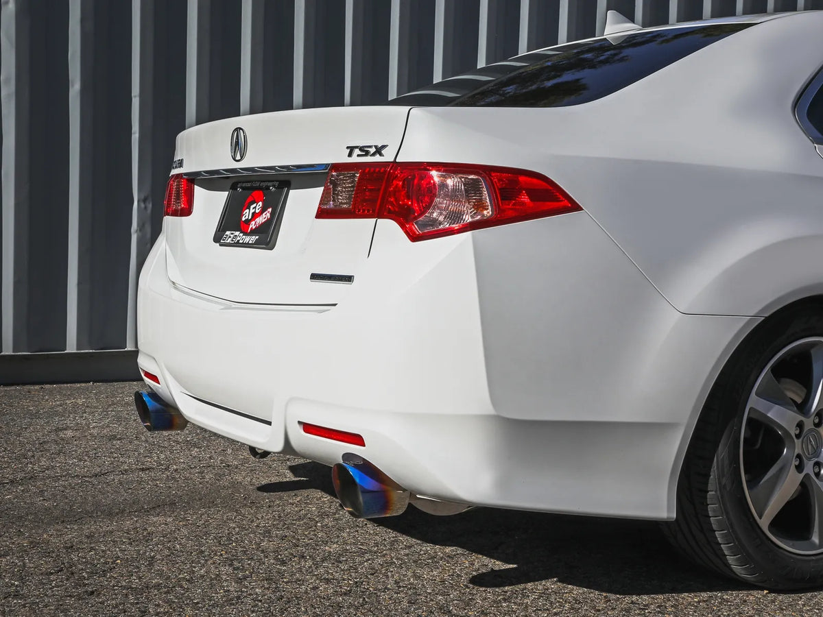 aFe 09-14 Acura TSX L4 2.4L Takeda 2-1/2in to 2-1/4in 304 SS Cat-Back Exhaust System w/BlueFlame Tip