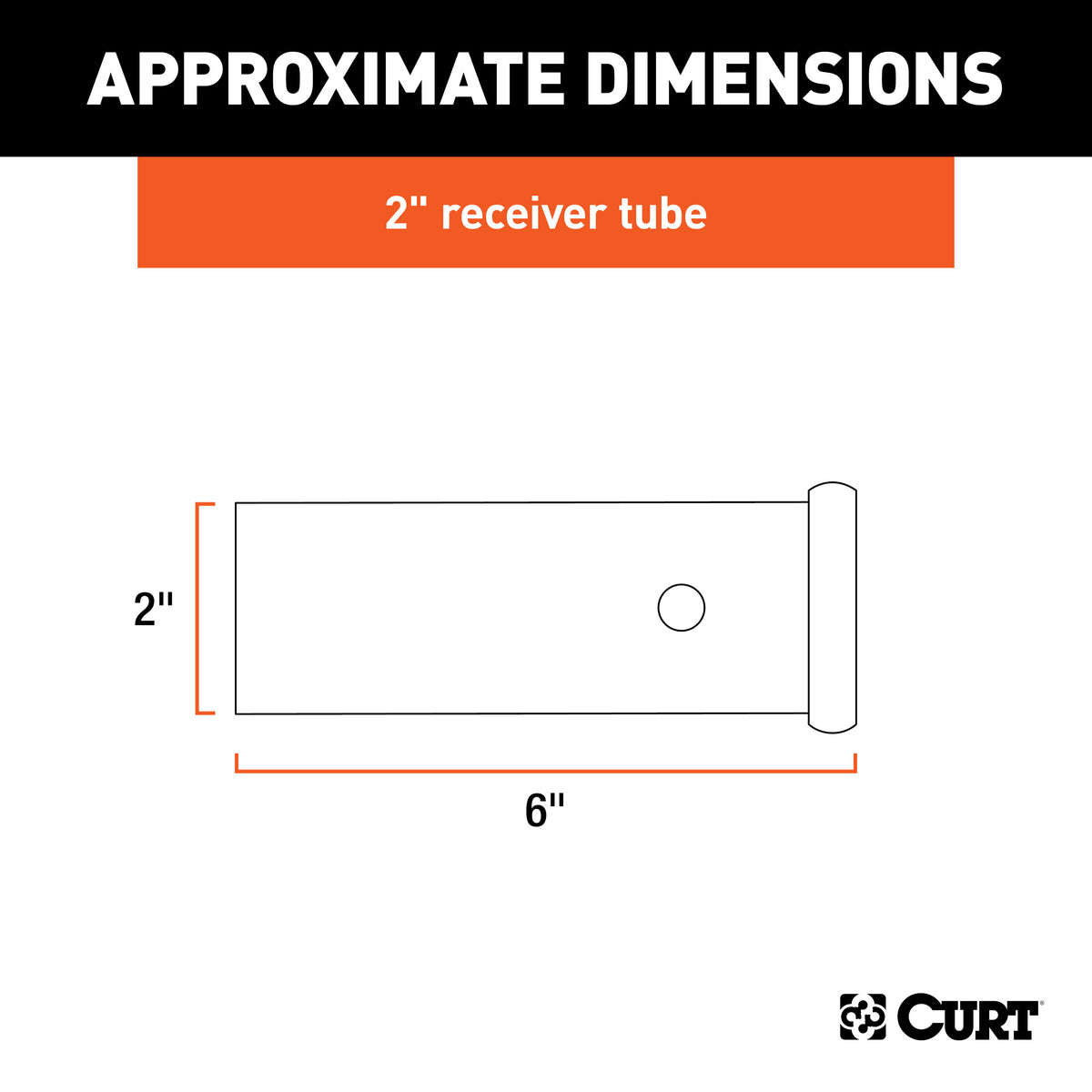 CURT 49060 2-Inch x 6-Inch Weld-On Raw Steel Trailer Hitch Receiver Tube